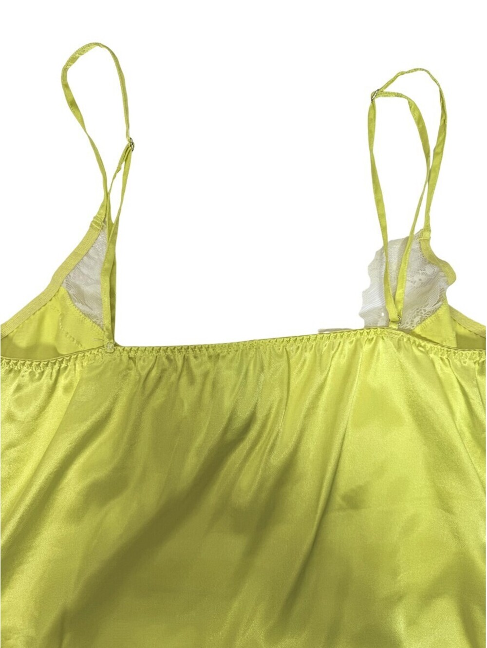 Vintage Satin Chemise Lace Cami Y2K Chartreuse Slip Dress Lingerie S - Picture 6 of 6